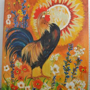 Tableau peinture sur toile coq de la maison de Carine