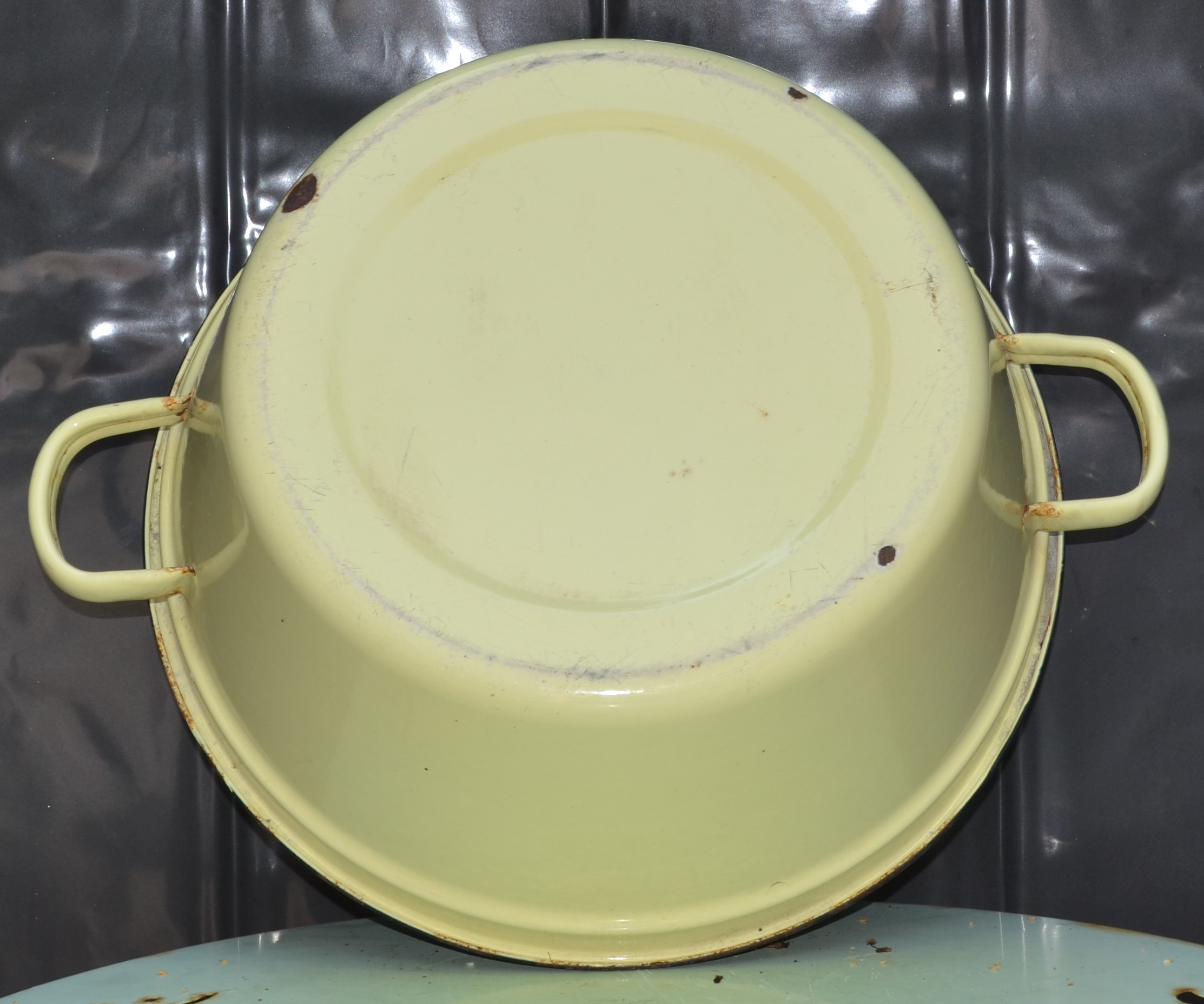 Bassine En Émail Vintage - 29x29x8 Cm, Bol Profond Multifonction Pour Cuisine, Pâtisserie Et Rangement - Design Roulé Pratique