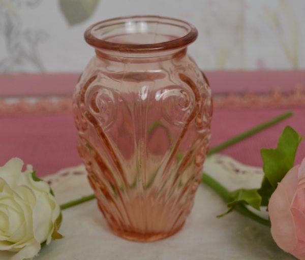Vases verre moulé rose art déco de La maison de Carine_4