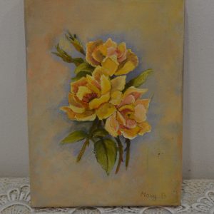 Peinture sur toile roses jaunes de La maison de Carine