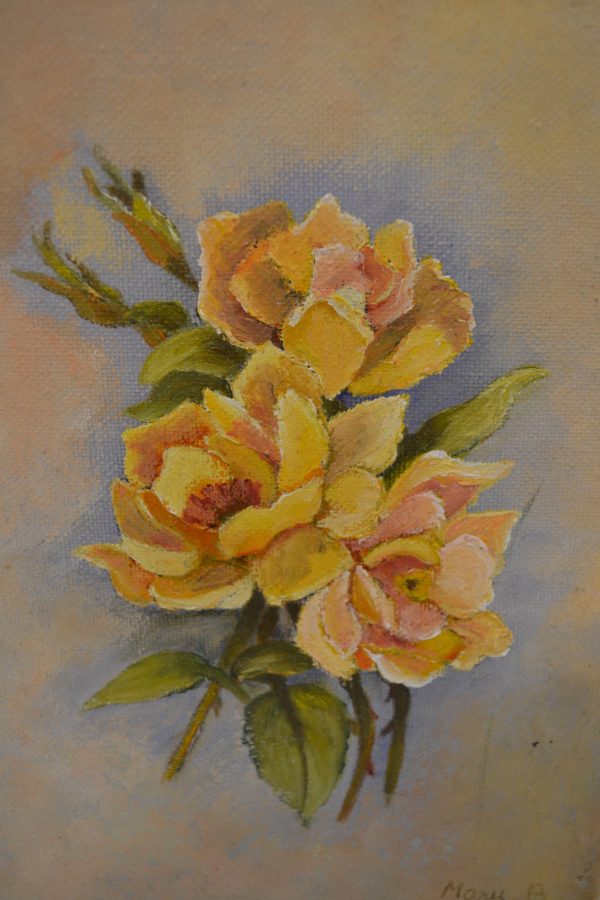 Peinture sur toile roses jaunes de La maison de Carine_1