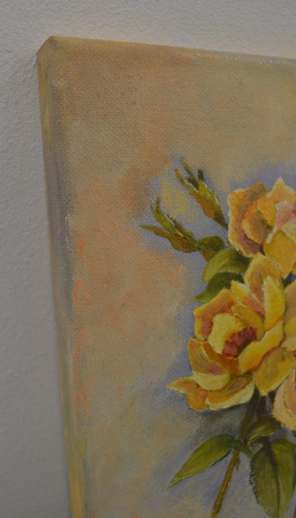 Peinture sur toile roses jaunes de La maison de Carine_2