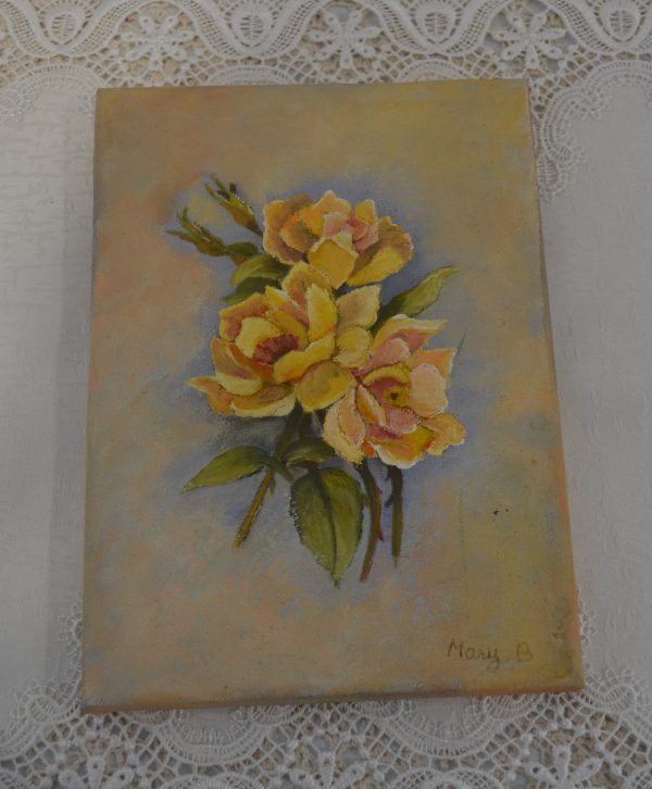Peinture sur toile roses jaunes de La maison de Carine_3