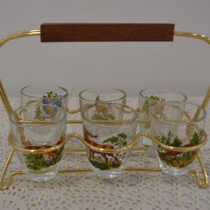 Service verres liqueur vintage animaux de la forêt de La maison de Carine